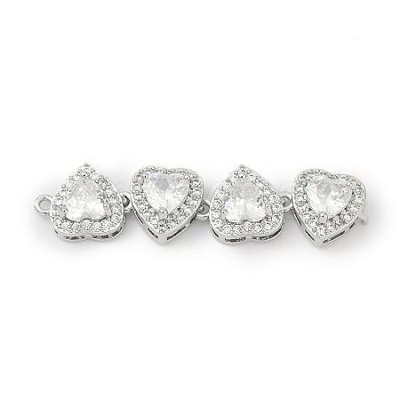 Brass Micro Pave Clear Cubic Zirconia Connector Charms KK-G526-17P-1
