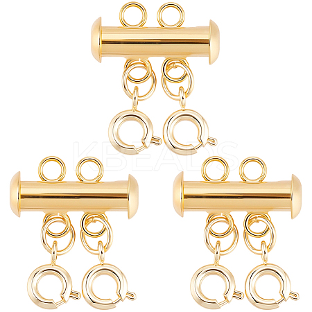 3Pcs 2 Holes Brass Slide Lock Clasps KK-BBC0027-60A-1