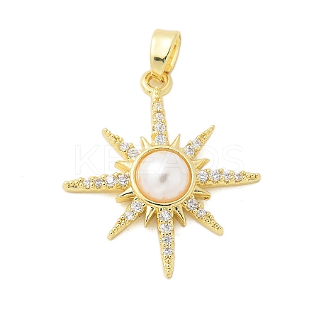 Brass Micro Pave Clear Cubic Zirconia Pendants KK-S507-01G-1
