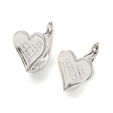 Brass Heart Hoop Earrings Women KK-C031-37P-1