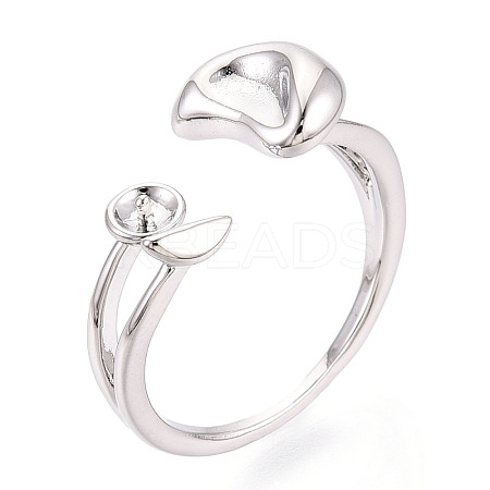 Moon Brass Cuff Ring Settings KK-T076-40P-1