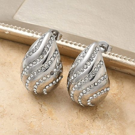 304 Stainless Steel Teardrop Stud Earrings EJEW-B108-07P-1