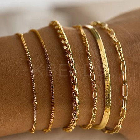6Pcs 6 Styles Zinc Alloy Chain Bracelets Kit for Women WG2620E-02-1-1