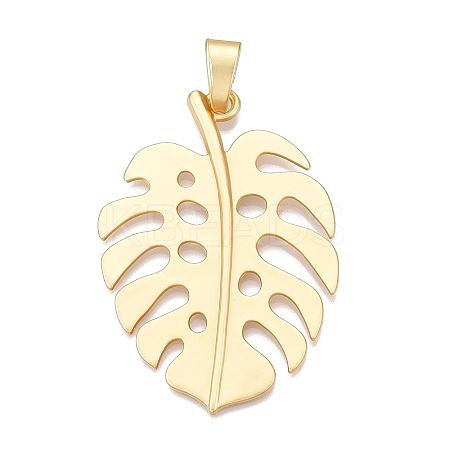 Leaf Rack Plating Alloy Big Pendants FIND-N005-50G-1