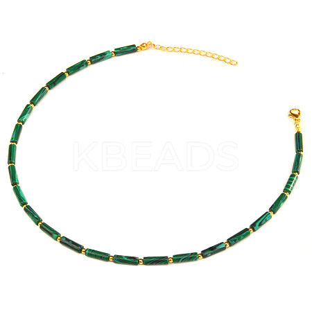 Bohemian Style Synthetic Malachite Tube Beaded Necklaces TD3612-1-1