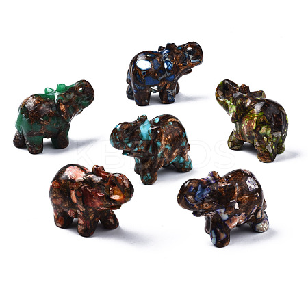 Elephant Assembled Natural Bronzite & Synthetic Imperial Jasper Model Ornament G-N330-62-1
