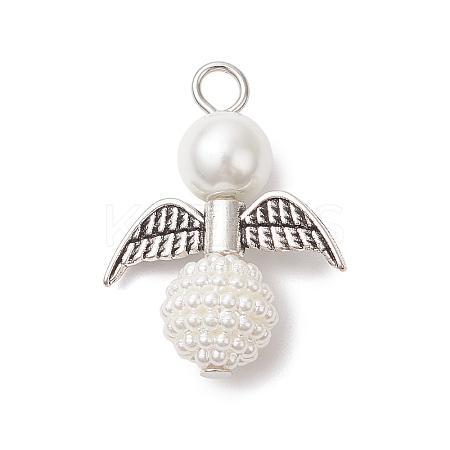 50Pcs Acrylic Imitation Pearl & Glass Pearl Pendants PALLOY-JF04038-07-1