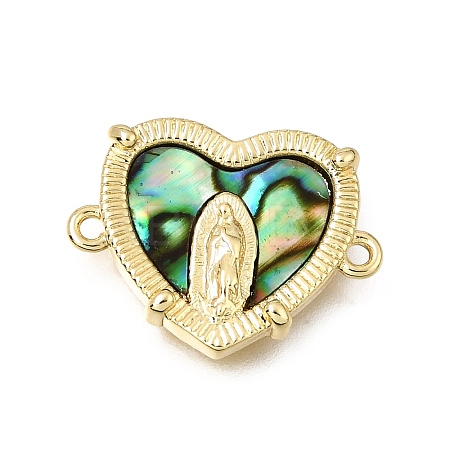 Virgin Mary Theme Brass & Natural Shell Connector Charms SH-CBA7C77-03A-G02-1