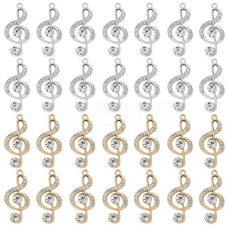 32Pcs 2 Colors Alloy Crystal Rhinestone Pendants FIND-SC0019-30-1