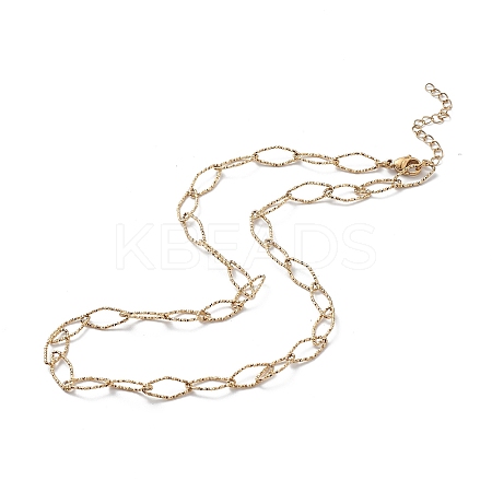 Ion Plating(IP) 304 Stainless Steel Rhombus Link Chain Necklace for Men Women STAS-B039-03G-1