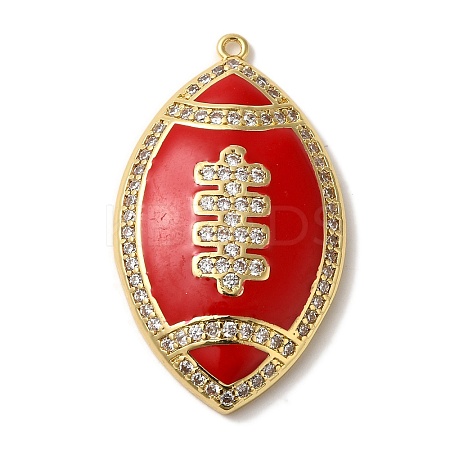 Rack Plating Brass Enamel with Cubic Zirconia Pendant KK-A229-32G-04-1