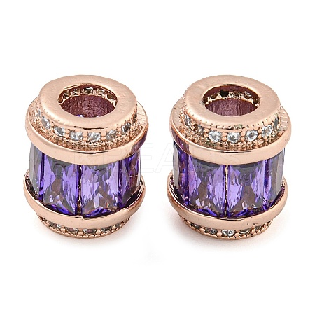 Rack Plating Brass Micro Pave Cubic Zirconia European Beads LS-KK-F089-31RG-04-1