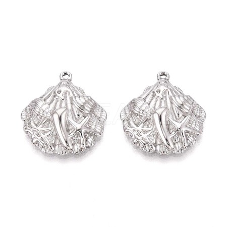304 Stainless Steel Shell Shaped Pendants STAS-T067-28P-1