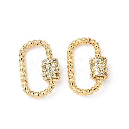 Brass Micro Pave Clear Cubic Zirconia Screw Carabiner Lock Charms KK-Z118-05G-1
