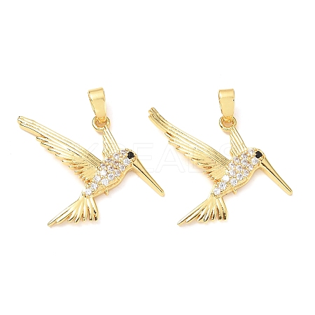 Brass Micro Pave Clear Cubic Zirconia Pendants KK-G533-07B-G-1