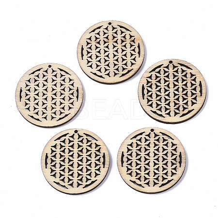 Undyed Natural Wooden Pendant LS-X-WOOD-T028-17-1