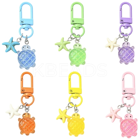6Pcs Tortoise Luminous Resin Pendant Decorations HJEW-YW00192-1