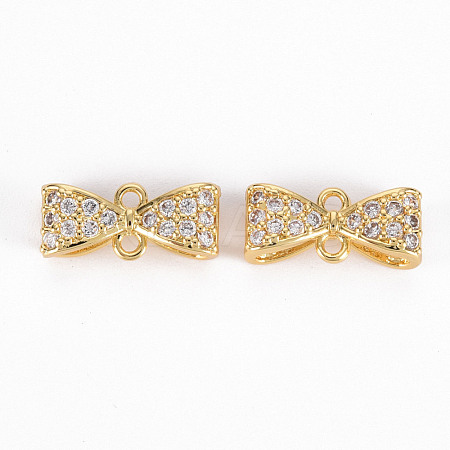 Brass Micro Pave Clear Cubic Zirconia Link Connectors ZIRC-S068-020-NF-1