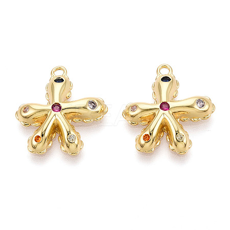 Brass Micro Pave Cubic Zirconia Pendants KK-N265-24G-1