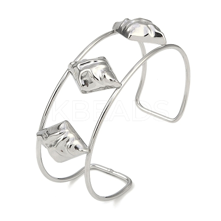 Non-Tarnish 304 Stainless Steel Wide Textured Open Cuff Bangles BJEW-Q348-05P-05-1