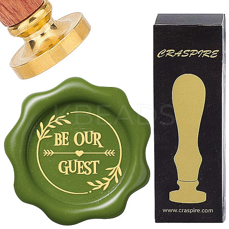 Brass Wax Seal Stamps with Wood Handle AJEW-WH0412-0139-1
