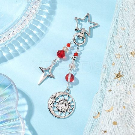 Glass Bead & Alloy Pendant Decorations HJEW-JM03016-03-1