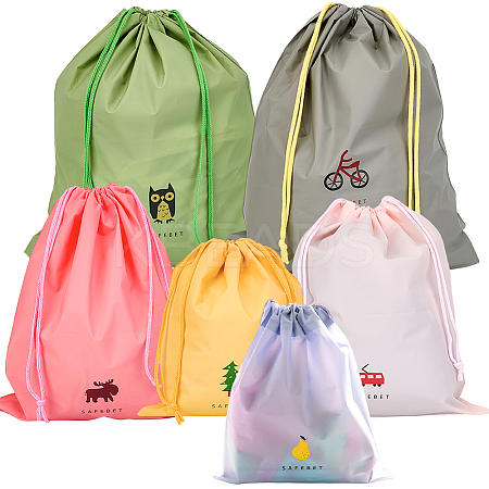 6Pcs 3 Sizes 2 Colors Polyethylene Waterproof Drawstring Storage Bags ABAG-CN0001-47-1
