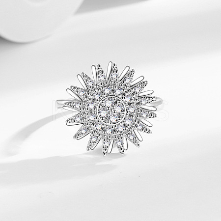 Daisy Rotatable Open Cuff Rings for Women RJEW-S402-05P-1