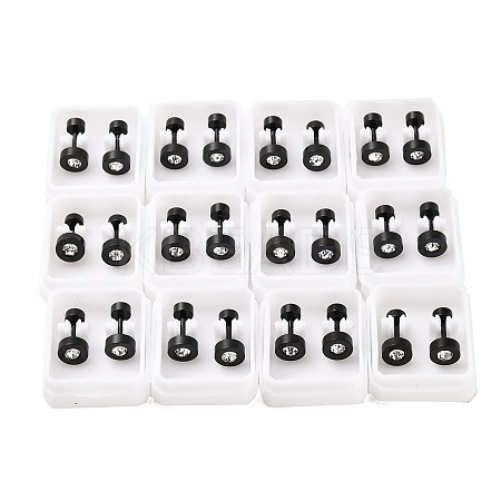 Flat Round Crystal Rhinestone Ear Fake Plugs EJEW-H105-21EB-B-1