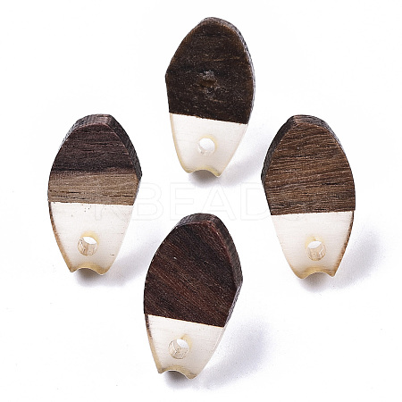 Transparent Resin & Walnut Wood Stud Earring Findings MAK-N032-010A-A03-1