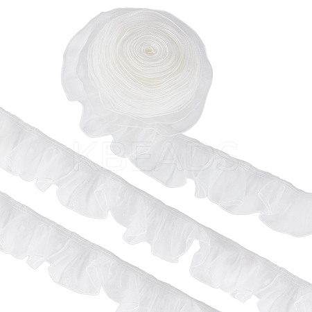1Pc 10 Yards Organza Pleated Lace Trim OCOR-NB0002-12-1