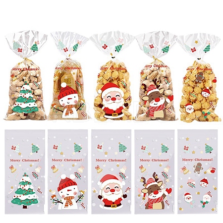 Christmas Theme Self-adhesive Plastic Bakeware Bag ABAG-F006-03-1