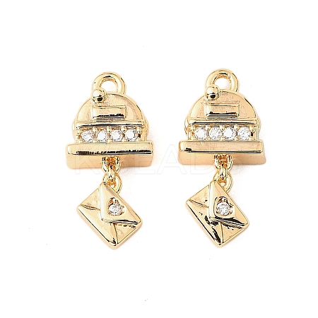 Brass Micro Pave Cubic Zirconia Pendants KK-K351-65G-1