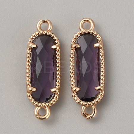 Golden Plated Brass Pave Glass Connector Charms LS-FIND-WH0110-728G-08-1