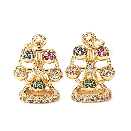 Brass Micro Pave Cubic Zirconia Pendants KK-C143-35B-G-1