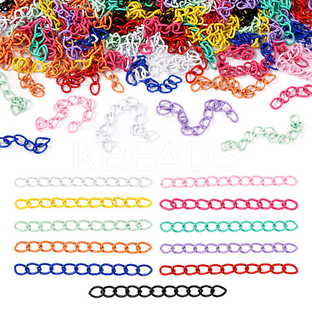 110Pcs 11 Colors Spray Paint Iron Curb Chain Extender IFIN-TA0001-63-1