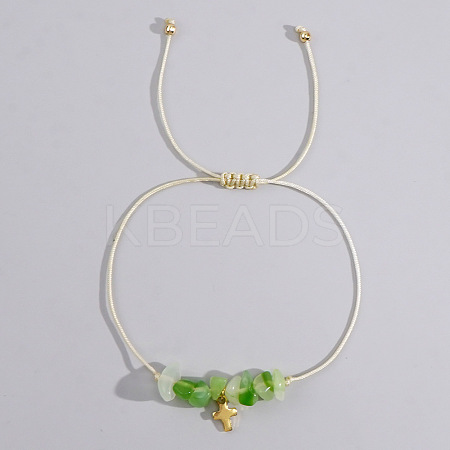 Bohemian Style Cross Natural Other Jade Braided Beaded Bracelets for Women XK2373-4-1
