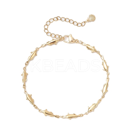 Brass Fish Link Bracelets for Women BJEW-JB12576-1