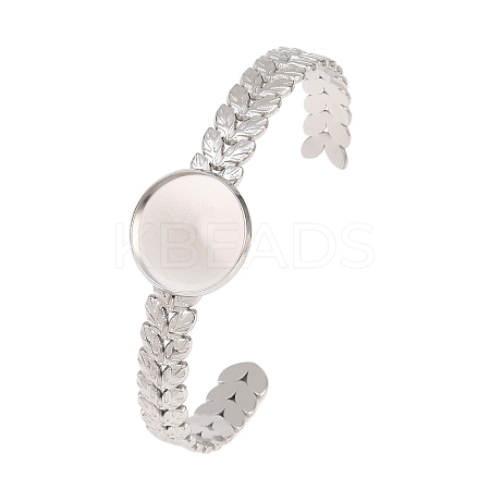 304 Stainless Steel Leaf Cuff Bangle Making STAS-F366-10B-P-1