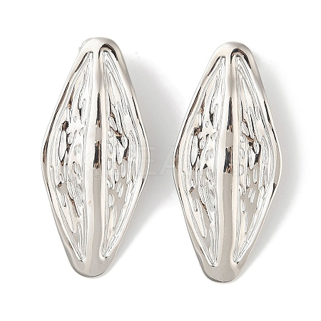 Leaf Brass Stud Earrings for Women EJEW-Q389-04P-1