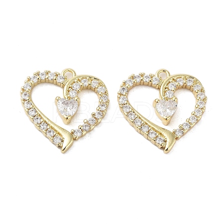 Rack Plating Heart Brass Micro Pave Cubic Zirconia Pendants LS-KK-E102-04G-1