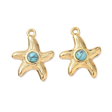Dyed Synthetic Turquoise Sea Animal Pendants STAS-H483-33A-G-1