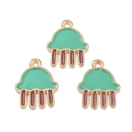Rack Plating Alloy Enamel Pendants PALLOY-S190-04KCG-1