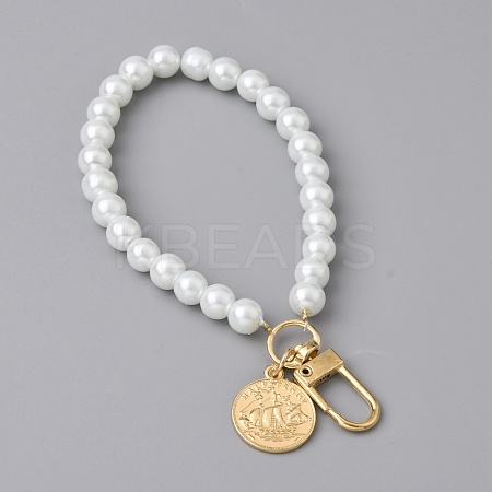 Glass Pearl DIY Keychains AJEW-WH0289-77-1