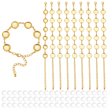 60Pcs Transparent Glass Cabochons with 10Pcs Brass Bracelet Making DIY-GO0002-32A-1