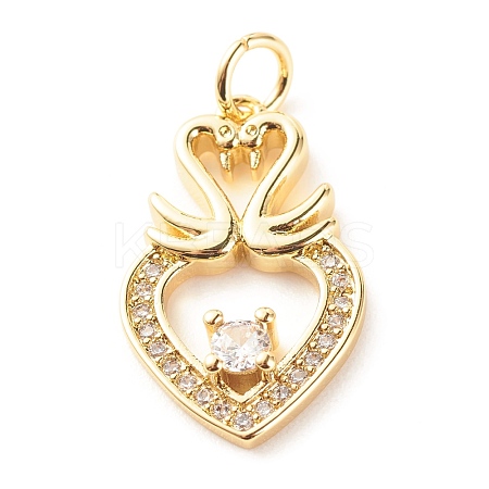 Brass Micro Pave Clear Cubic Zirconia Pendants ZIRC-P094-07G-RS-1