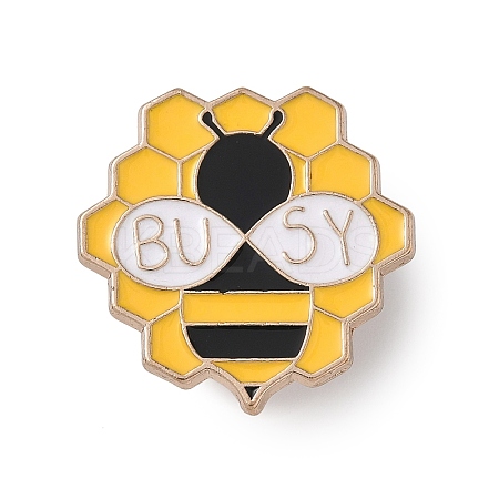 Busy Bees with Honeycomb Enamel Pins JEWB-B029-02B-1