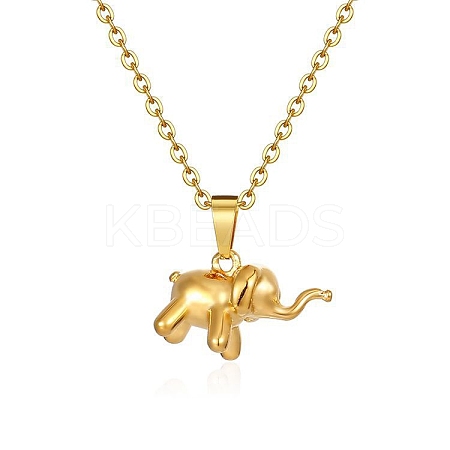 Stainless Steel Cable Chain Baby Elephant Pendant Necklaces PW-WG99660-01-1