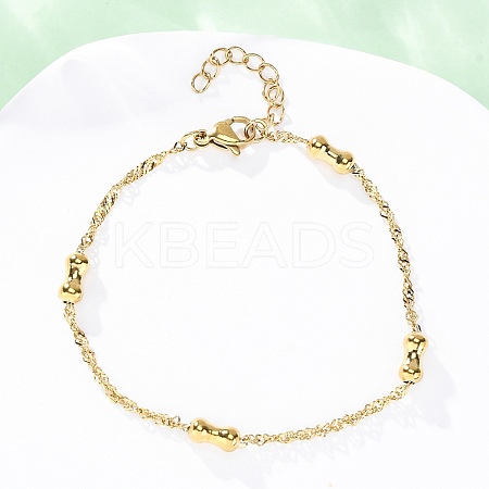 304 Stainless Steel Rope Chain Bracelets for Women BJEW-C094-05G-1