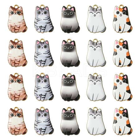 14Pcs 5 Styles Alloy Enamel Pendants ENAM-FS0001-95-1